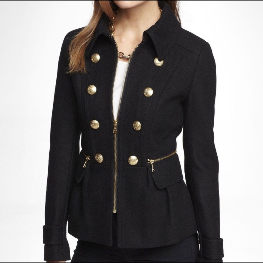 SOLD EXPRESS | Black Wool Military Peacoat Jacket
